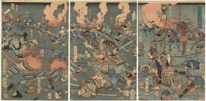 Yoshitoshi/The Night Attack at Horikawa from Genpei Seisuiki[源平盛衰記堀川夜征]