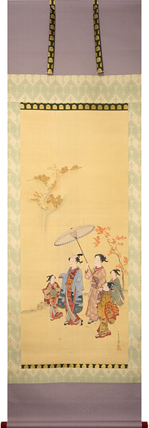 宮川長春｢肉筆画幅　紅葉狩り｣／
