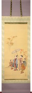 Miyagawa Choshun/Autumn-leaf Viewing[肉筆画幅　紅葉狩り]