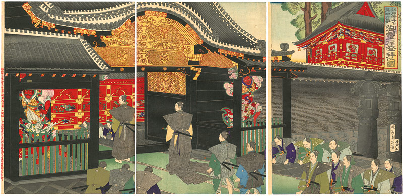 Chikanobu “Events in Edo Throughout the Year on Gold-speckled Paper / April”／