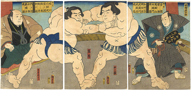 Kunisada II “Sumo Wrestlers : Nijigadake & Arauma”／