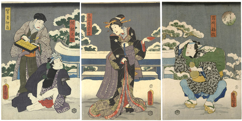 Toyokuni III “Snow, Moon and Flowers / Snow”／