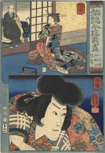 Kuniyoshi/Modern Style Set of the Provinces in Edo Brocade / Ecchu and Echigo Province[江都錦今様国尽　越中（一休禅師・地獄太夫） 越後（児雷也）]