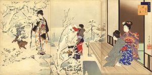 春汀｢美人十二ヶ月　其十二　ゆき見｣