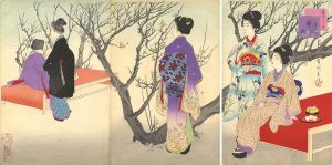 Shuntei/Beautiful Women for the Twelve Months / The 2th Months - Beauties Enjoying Plum Blossoms[美人十二ヶ月　其二　観梅]