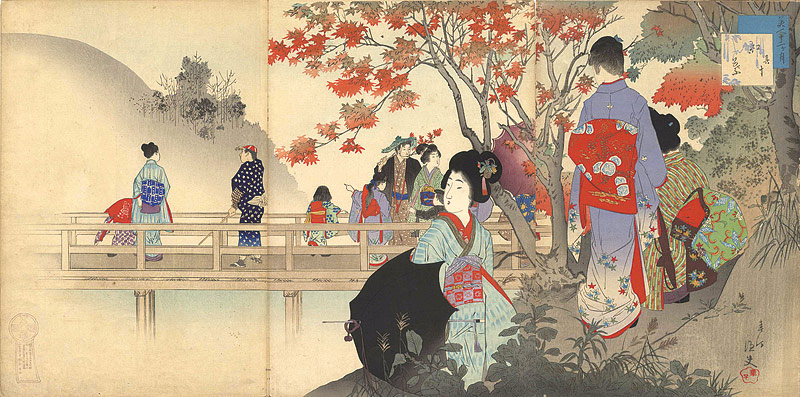 Shuntei “Beautiful Women for the Twelve Months / The 10th Months- Maple Viewing”／