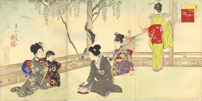 Shuntei “Beautiful Women for the Twelve Months / The 5th Months - Viewing the Wisteria”／