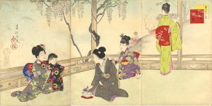 Shuntei/Beautiful Women for the Twelve Months / The 5th Months - Viewing the Wisteria[美人十二ヶ月　其五　藤見]