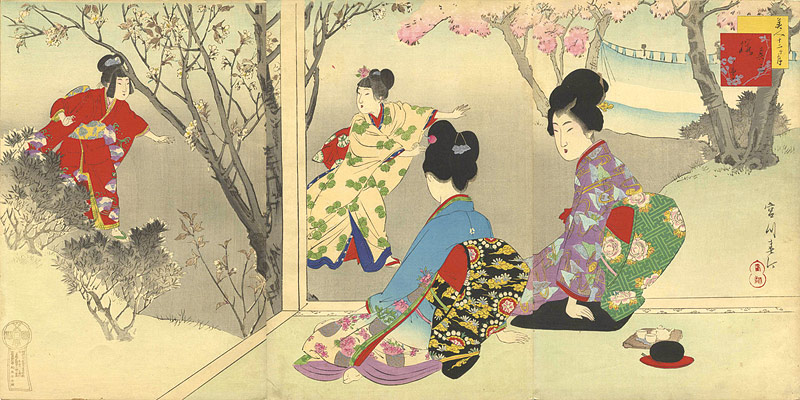 Shuntei “Beautiful Women for the Twelve Months / The 3rd Months - Cherry Blossoms”／