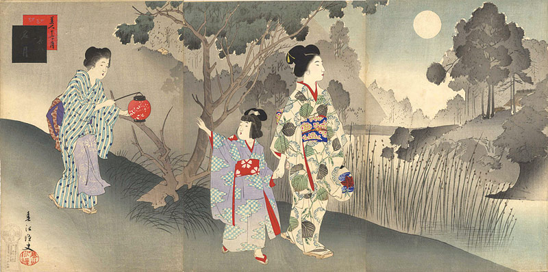 Shuntei “Beautiful Women for the Twelve Months / The 8th Months - Full Moon”／