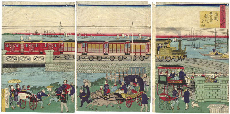 Kuniteru II “Famous Places in Tokyo / The Takanawa Steam Railway”／