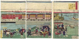 Kuniteru II/Famous Places in Tokyo / The Takanawa Steam Railway[東京名勝之内　高輪蒸気車鉄道全図]
