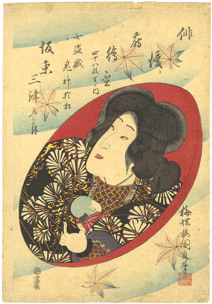 Kunisada II “Kabuki Actor in Sake Cup / Bando Mitsugoro”／