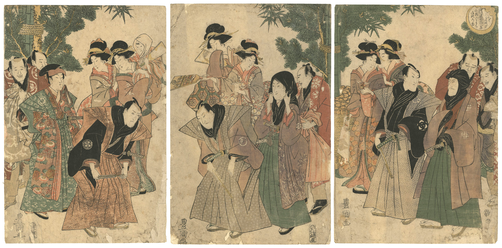 Toyokuni I “Twelve Months of Kabuki Actors / New Year’s Greetings in Nichomachi”／