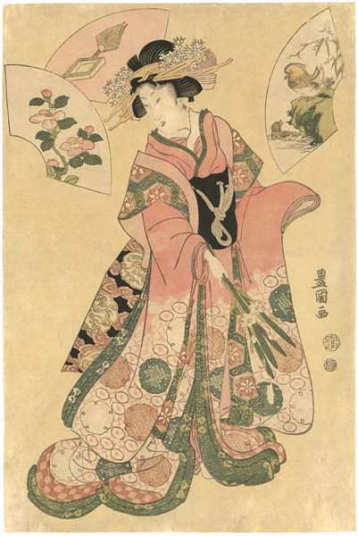 Toyokuni I “Beauty Holding 2 Narcissuses ”／