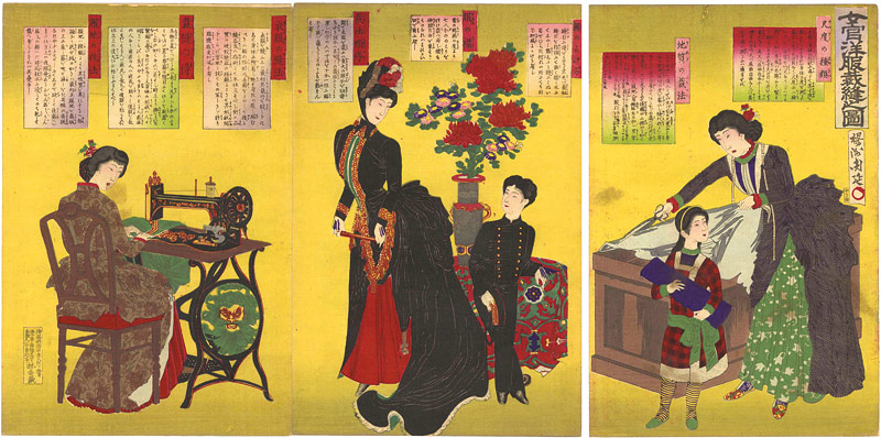 Chikanobu “Women Sewing European Clothes”／