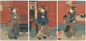 Kunisada I/Comparison of Popular Beauties / Meeting at Yagurashita[流行美人合　櫓下の会合]