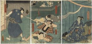 Toyokuni III/Kabuki Scene from Kohadanokaiiamemofurunuma[小幡怪異雨古沼]