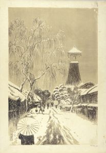 織田一磨｢大阪風景　住吉（雪景）｣