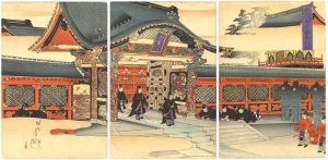 Chikanobu/Chiyoda Outer Palace /  Visit to Zojo-ji Temple at shiba[千代田之御表　芝増上寺初御成ノ図]