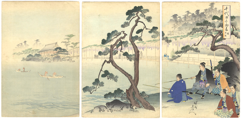 Chikanobu “Chiyoda Outer Palace /  Fishing at Hamagoten”／