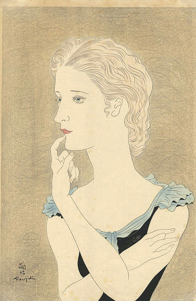 Fujita Tsuguharu (Leonard Foujita) “Woman in Blue Dress”／