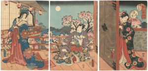 Toyokuni III/The Five Festivals Represented by Eastern Genji  / The Third Month (Yayoi)[阿都摩源氏　見立五節句　弥生]