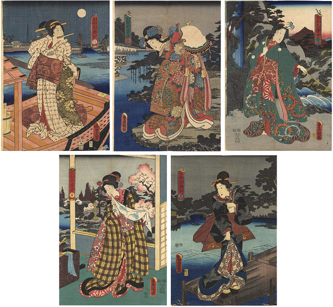 Toyokuni III “Five Colors of Dyed Silk”／