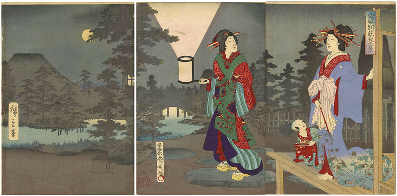 Kunichika / Hiroshige III “Beauties in an Evening Garden”／