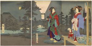 Kunichika / Hiroshige III/Beauties in an Evening Garden[全盛別荘夜之景]