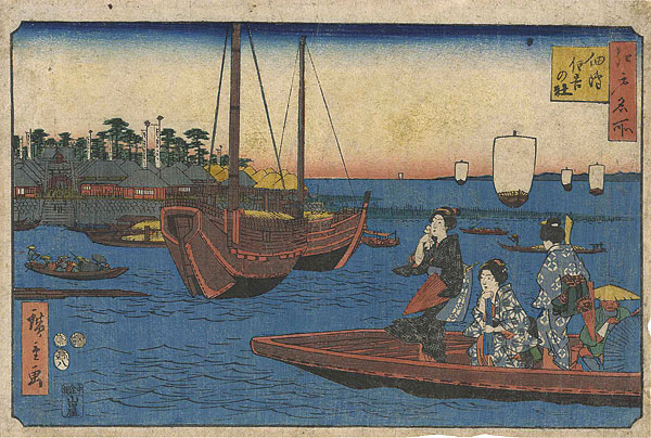 Hiroshige I “Famous Place in Edo / Sumiyoshi Shrine, Tsukuda Island”／