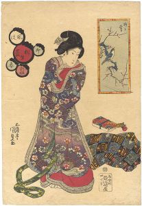 Kunisada I/Collection of Fashionable Pairings / Plum and Warbler [新板風流相生尽　卯春 梅に鴬]