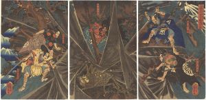 Kuniyoshi/The Earth Spider Slain by Raiko's Retainers [源頼光の四天王土蜘退治之図]
