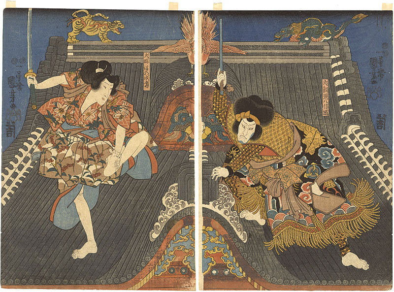 Kuniyoshi “History of the Eight Dogs of Satomi : The Scene of the Horyukaku Temple”／