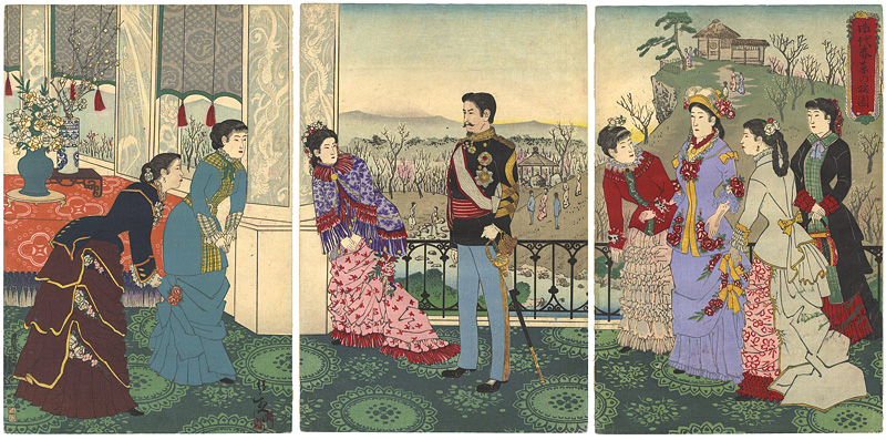 Kiyochika “Emperor Meiji and His Consort in the Plum Garden”／