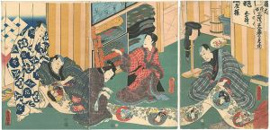 Toyokuni III/Your Favorites on the Third Floor Looking at a Curtain[御好三階二天幕を見る図]