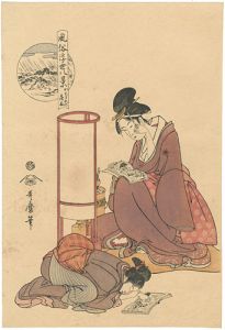 Utamaro/Eight VIews of Floating World Customs / Night Rain at Kakohare【Reproduction】[風俗浮世八景　かこはれの夜雨【復刻版】]