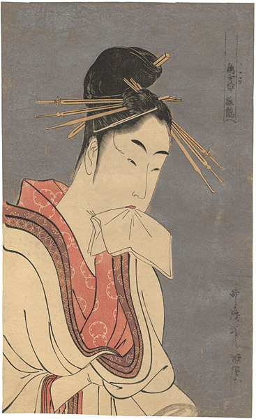 Utamaro “Comparing the Charms of Beauties / Hinazuru of the Keizetsuro【Reproduction】”／