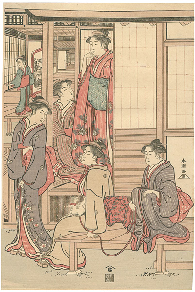 Shuncho “Group of Young Women on the Veranda of a Tea–house(right)【Reproduction】”／