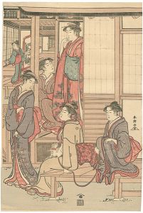 Shuncho/Group of Young Women on the Veranda of a Tea–house(right)【Reproduction】[美人画 （右）【復刻版】]