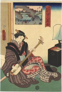 Toyokuni III, Kunihisa/Famous Places in Edo Compared with 100 Beauties / Imado[江戸名所百人美女　今戸]