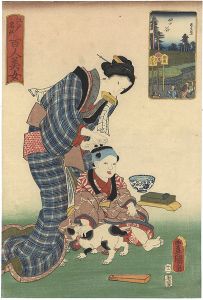 Toyokuni III, Kunihisa/Famous Places in Edo Compared with 100 Beauties / Yotsuya[江戸名所百人美女　四ツ谷]