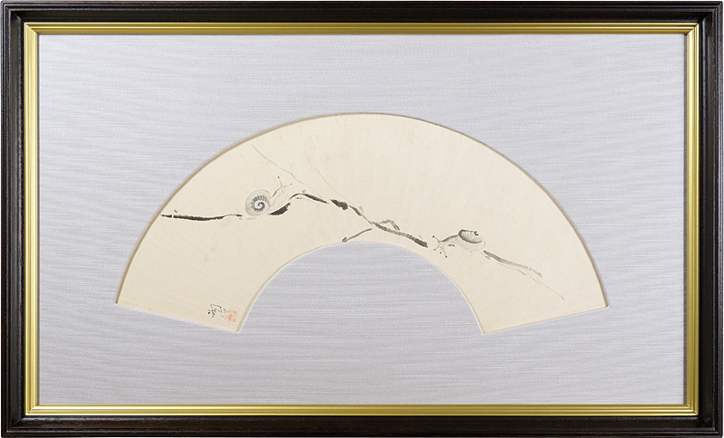 藤田嗣治（レオナール・フジタ）｢自筆扇面 かたつむり（仮題）｣／