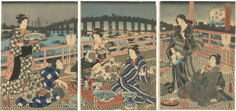 Toyokuni III “Famous Views of the Four Seasons in the Eastern Capital / Evening at Ryogoku”／