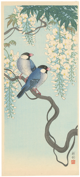 小原古邨（祥邨）木版画 月につがいの真鴨 | 山星書店 浮世絵