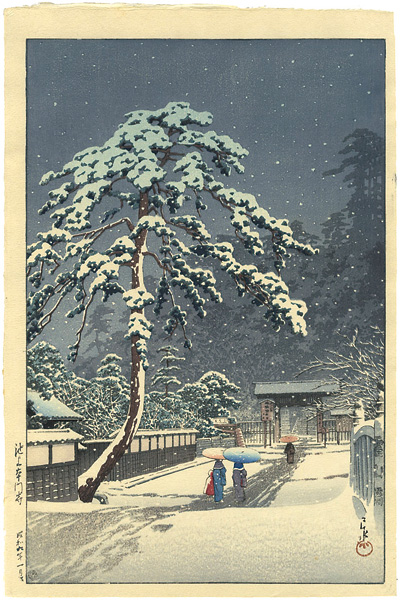 Kawase Hasui “Honmonji Temple in Snow”／