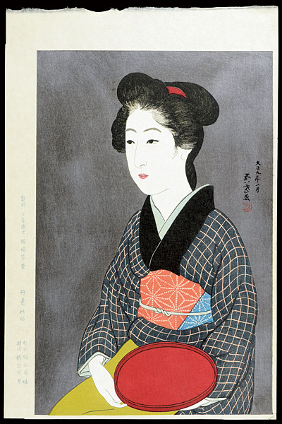 Hashiguchi Goyo “Waitress with a Red Tray 【Reproduction】”／