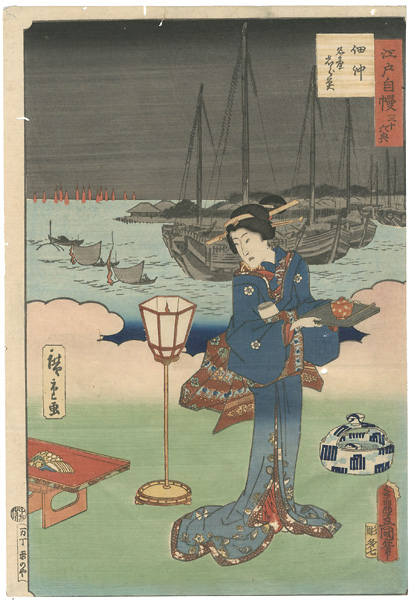 Toyokuni III, Hiroshige II “36 Famous and Interesting Things in Edo / Shirauo (ice fish) Offshore Tsukuda Island”／