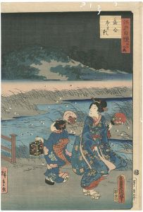 Toyokuni III, Hiroshige II/36 Famous and Interesting Things in Edo / Fireflies at Ochiai[江戸自慢三十六興　落合　ほたる]