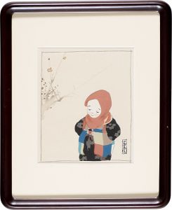 島成園｢つぼみの花（新錦絵帖『處女の頃』より）｣